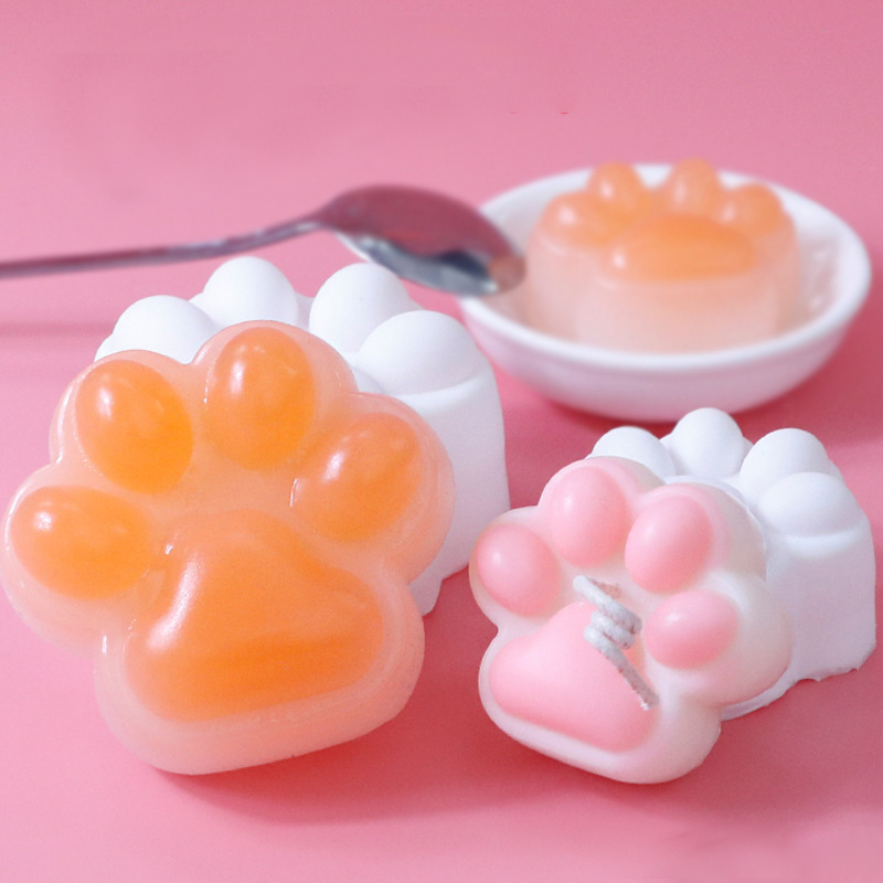 J132  DIY Epoxy Resin Cute Pet Dog Claw Shape Mousse Jelly Candle Making Silicone Mold Cat Paw Keychain Mold