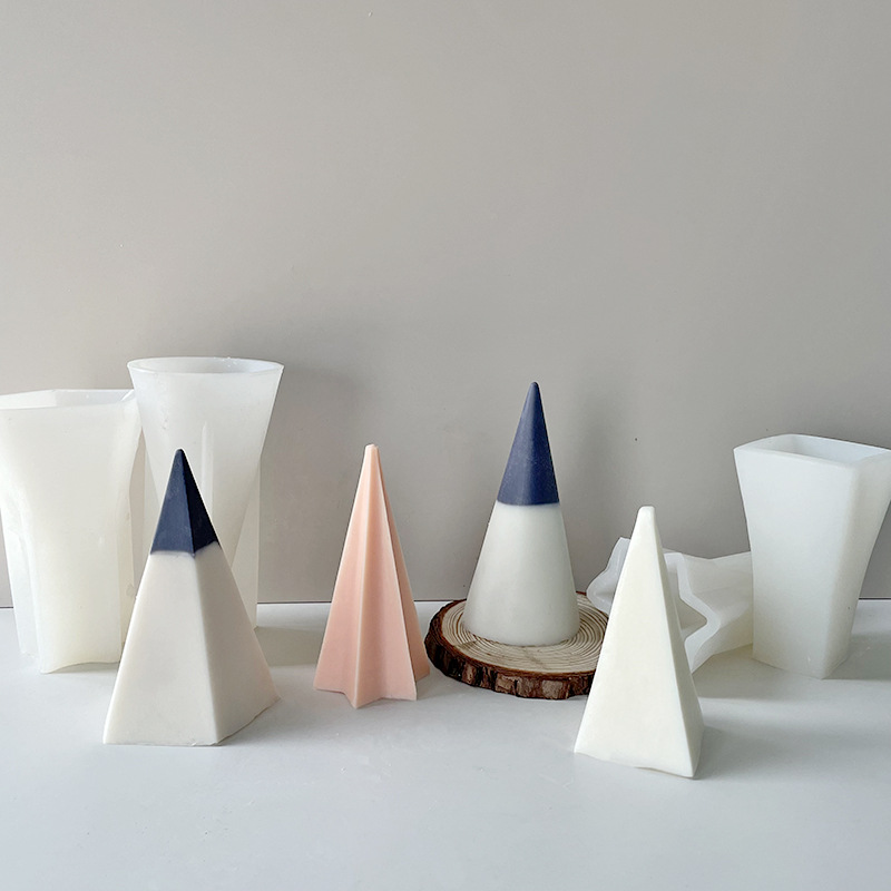 J6-233 Geometric Conical Candle Silicone Mold DIY Gypsum INS Diffuser Incense Candle Holder Ornaments Silicone Mold
