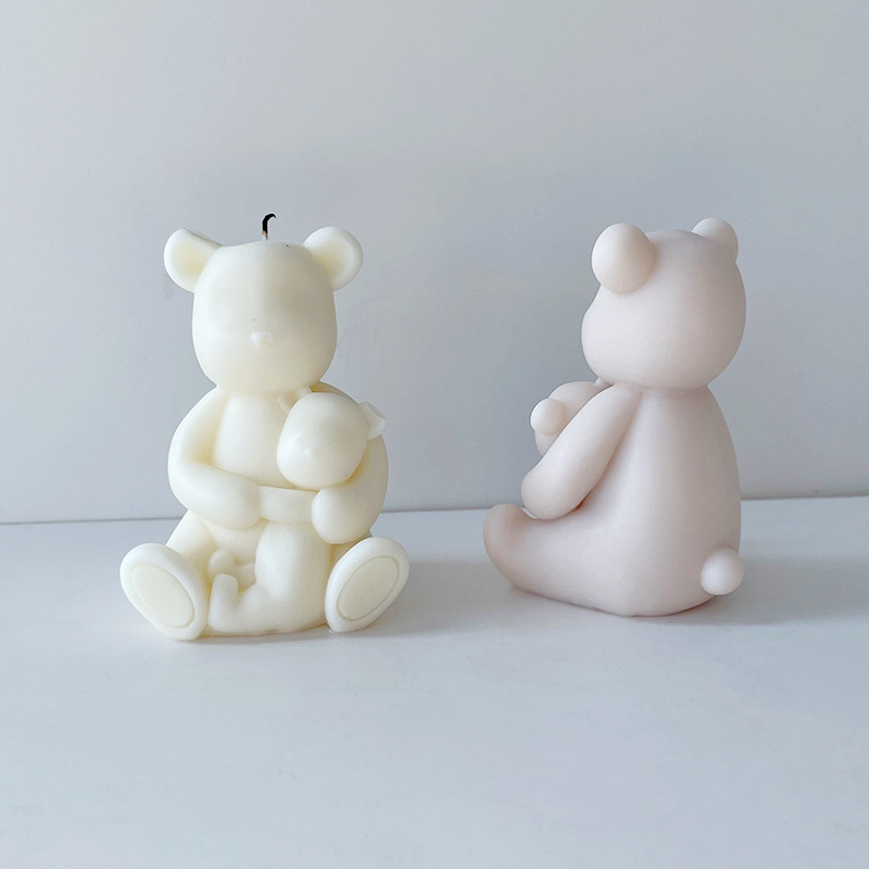 J6-215 Bear Silicone Mold Cute Bear Gypsum Decoration Mold DIY Aromatherapy Candle Fragrance Stone Gift