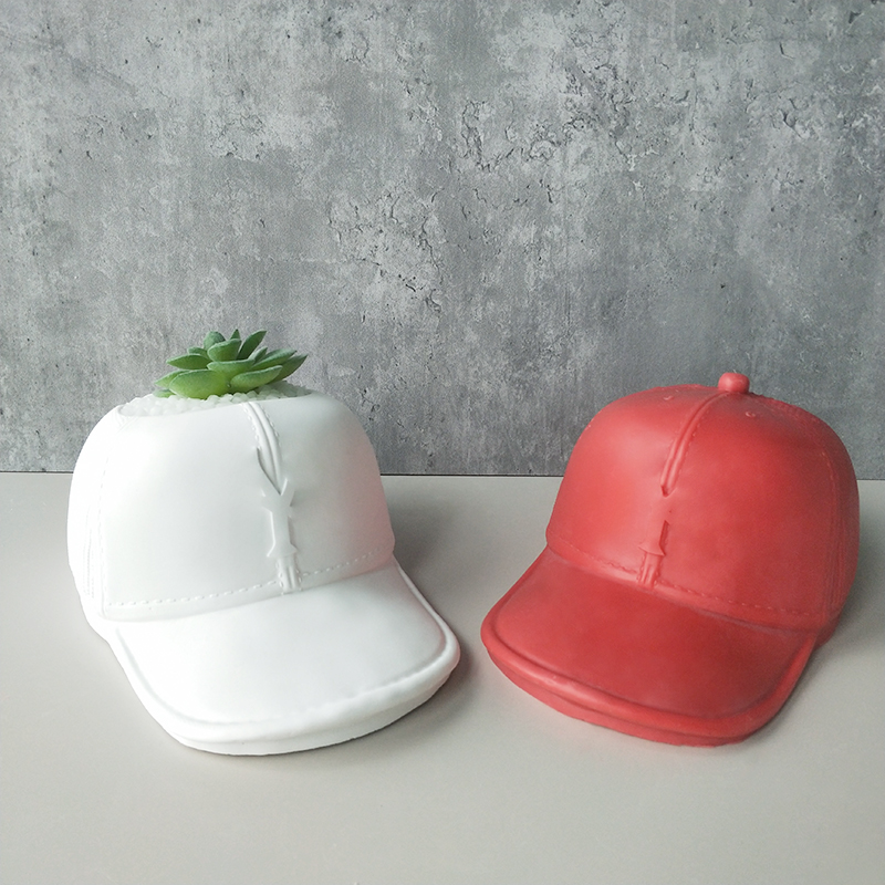 J2117 DIY Home Decoration Hat Shape Pen Container Storage Box Silicone Plaster Mould 3D Yankees Baseball hat Flowerpot Mold