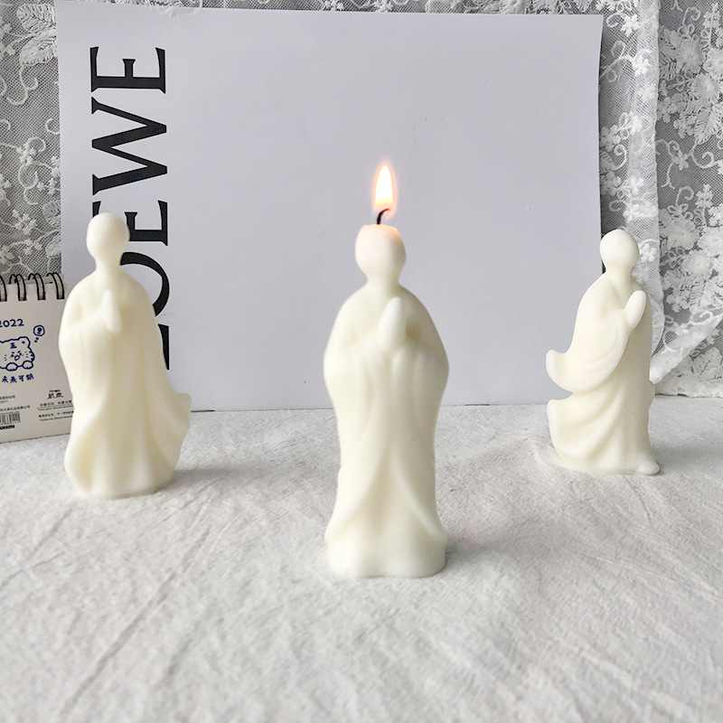 J6-118 Table Decor Monk Candle Making Tool DIY Funny Little Monk Candle Mould New Style 3D Monk Silicone Mold