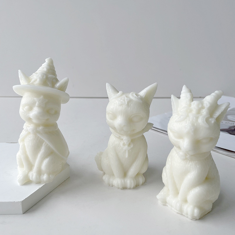 J6-258 3D Kitten Silicone Mold DIY Resin Mold Cat Incense Candle Pendant Silicone Candle Mould