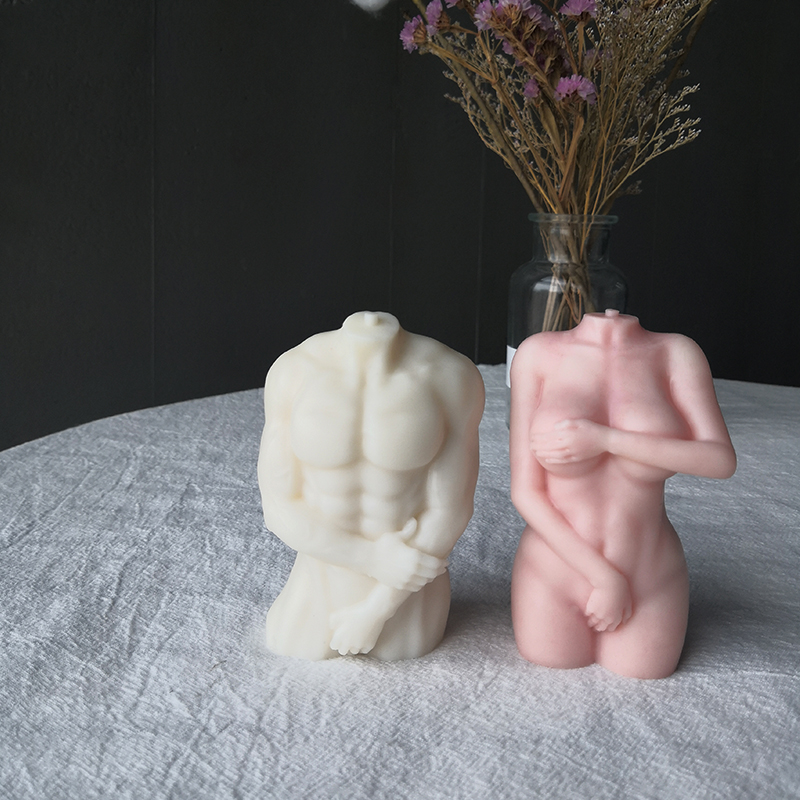 J133 Art Aromatherapy Plaster Making Shy Men Muscle Silicone Mould Shy Sexy Female Body Candle Mold