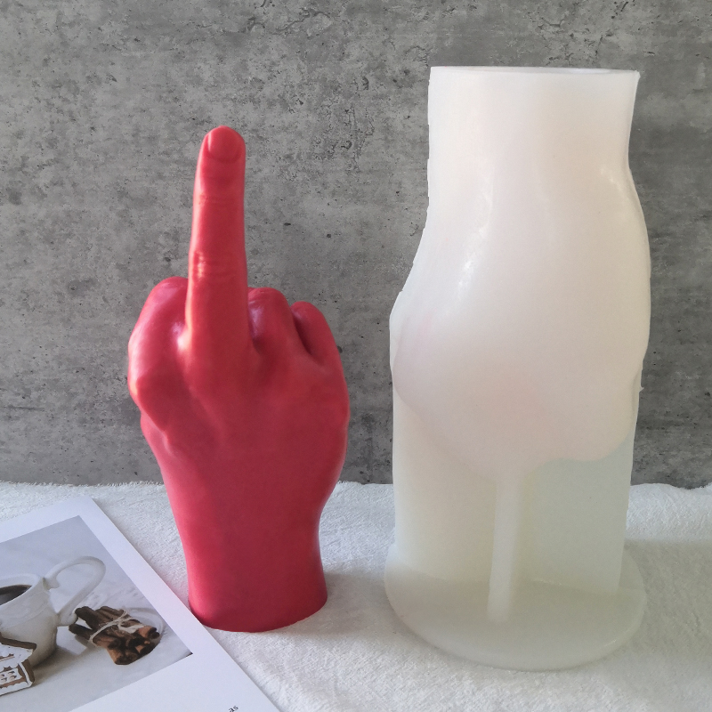 J1111 New Aromatherapy Plaster Handmade 3d Hand Shape Candle Making Silicone Mould 22cm Middle Finger Silicone Candle Molds