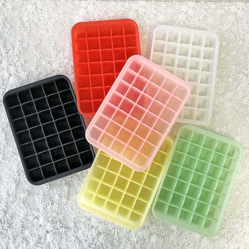 Easy Release 35 Cavity Square Shape Ice Cube Maker Silicone Ice Cube Tray for Freezer Making Tools