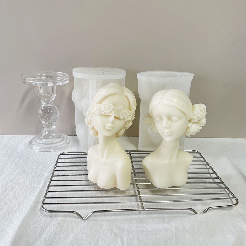 J1141 Handmade Woman Shaped Candle Making Wax Plaster Mould Elegant Girl Female Body Candle Silicone Mold