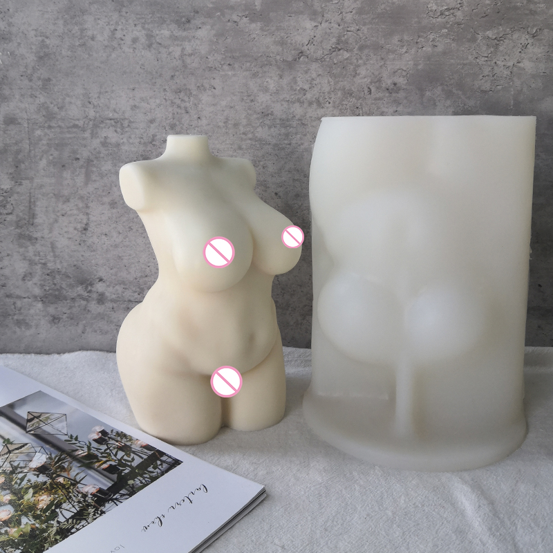J142 Custom Plus Size 22cm DIY Naked Lady Plaster Large Pregnant Human Body Moulds 3D Woman Body Torso Silicone Candle Molds