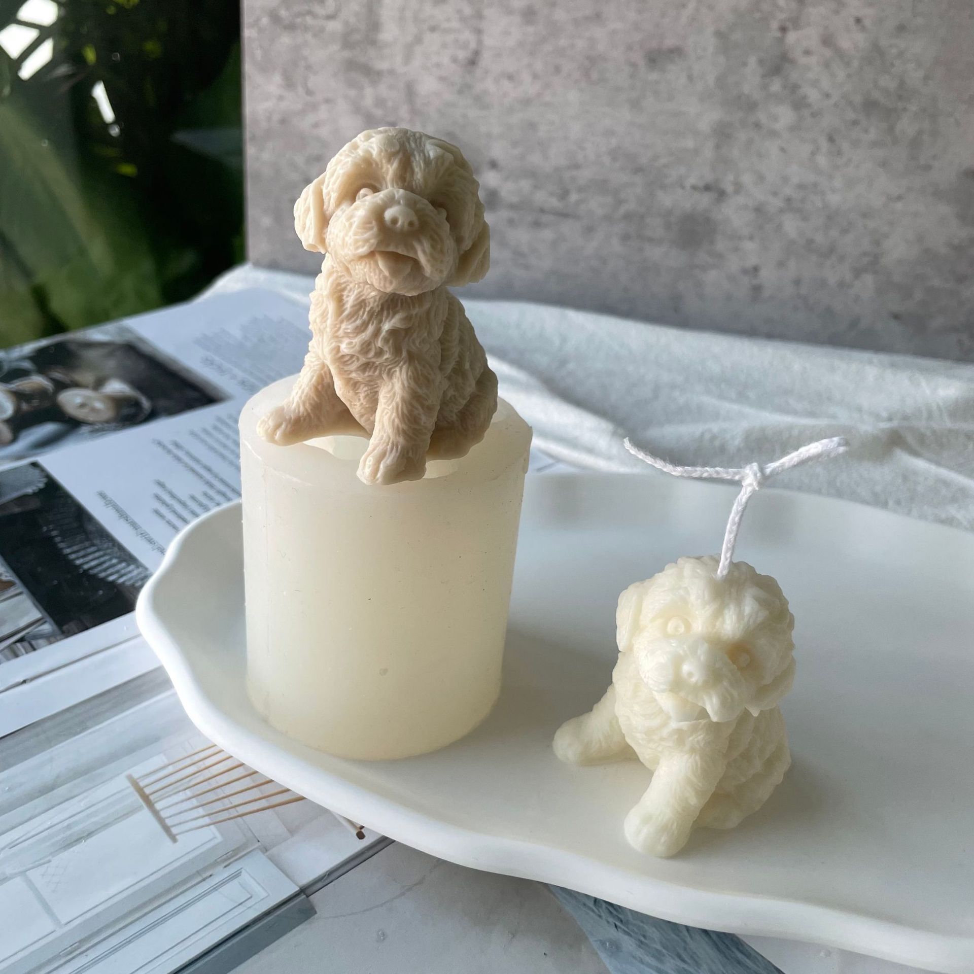 J1149 3D DIY Wax Candle Making Dog Shape Soap Resin Mould Teddy Puppy Candle Silicone Mold
