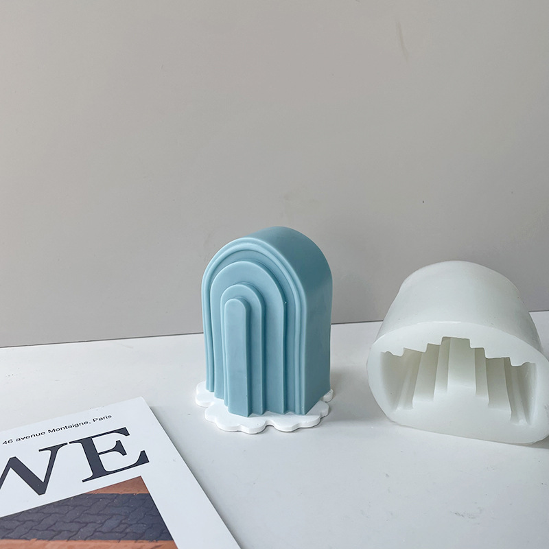J6-105 New Design DIY Cute Rainbow Handmade Irregular Shape Candle Mold INS Twist Ripple Arch Silicone Soap  Mold