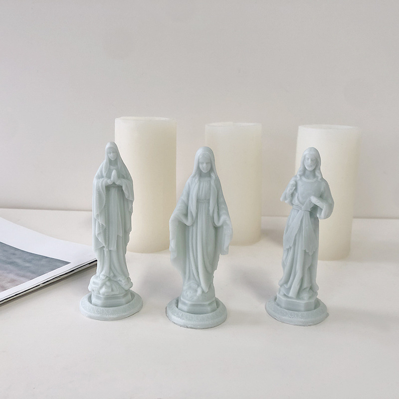 J6-226 Virgin Mary Prayer Aromatherapy Silicone Candle Mold DIY Doll Plaster Decoration Mould