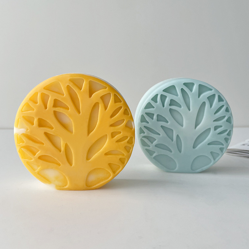 J6-253 Relief Tree Branch Round Candle Silicone Mould DIY Cake Baking Mold Self-made Aromatic Soap