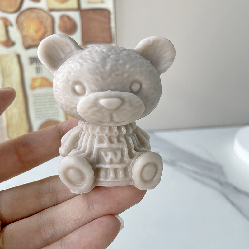 J6-90 Drink Decoration Ice Bear Mold For Coffee Milk Tea 3D Teddy Bear Silicone Ice Mold 3D Bear Candle Silicone Mold