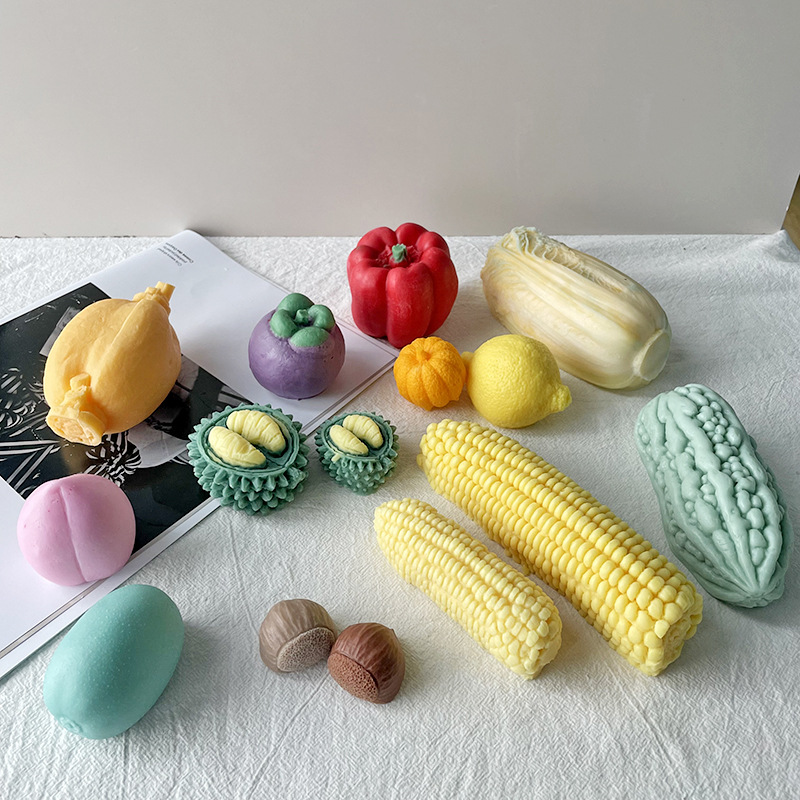 J6-74 Desktop Decoration Gypsum Aromatherapy Candle Silicone Mould Vegetable And Fruit Theme Candle Silicone Mold