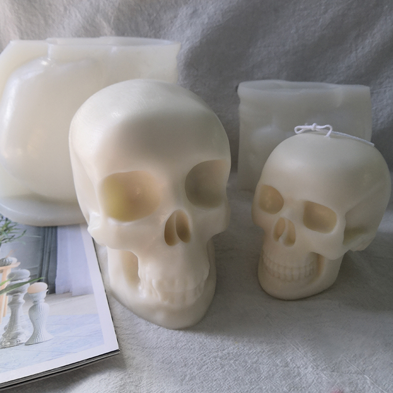 J1126 Handmade Christmas Gifts Craft Skull Shape Resin Crystal Epoxy Plaster Mold Large Size DIY Skull Candle Silicone Mold