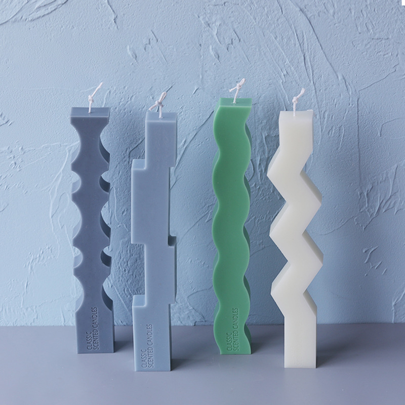 J136 Home Decor Gift European Simple Style Irregular Shaped Strip Silicone Candle Mold