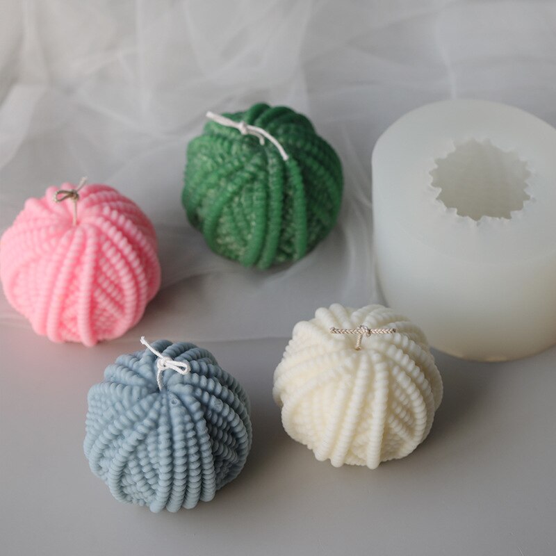 J131 Handmade Soap Making Aroma Plaster Semicircular Shape Wool Mould Ball Shaped Line Ball Yarn Silicone Mold