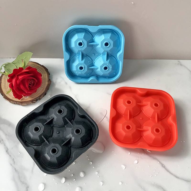 4 Cavity Diamond Shaped Cube Silicone Ice Cubes Tray Mold for Cocktails Bourbon silicone ice mold