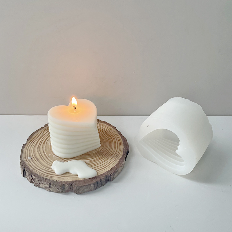 J6-142 Home Decoration 3D Handmade Heart-shaped Candle Silicone Mold DIY Stacking Love Aromatic  Silicone Candle  Mold