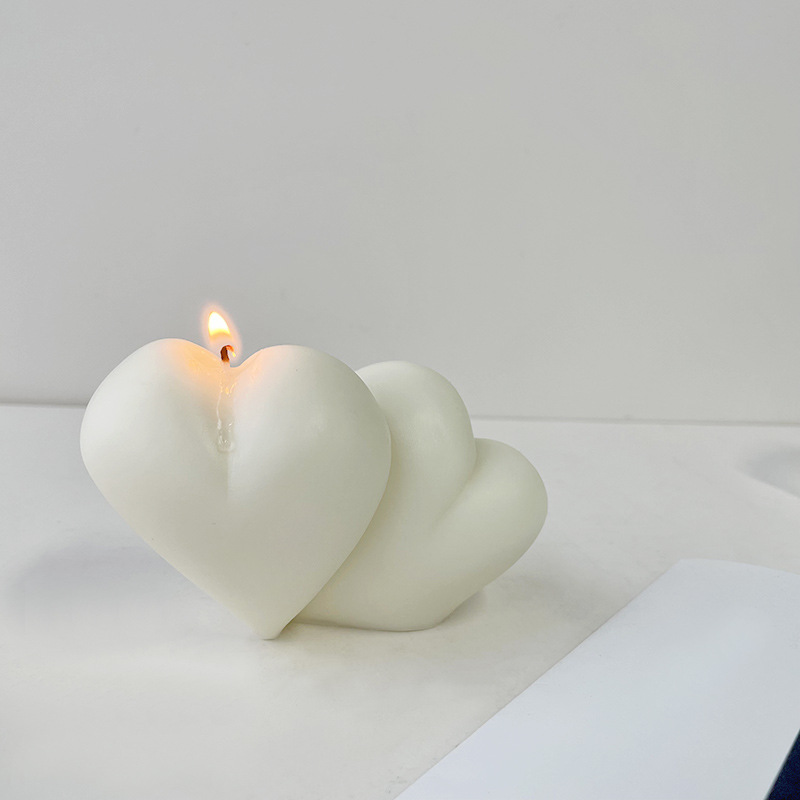 Double Linked Love Candle Mold 3D Heart-Shaped Handmade Scented Candle Silicone Mold