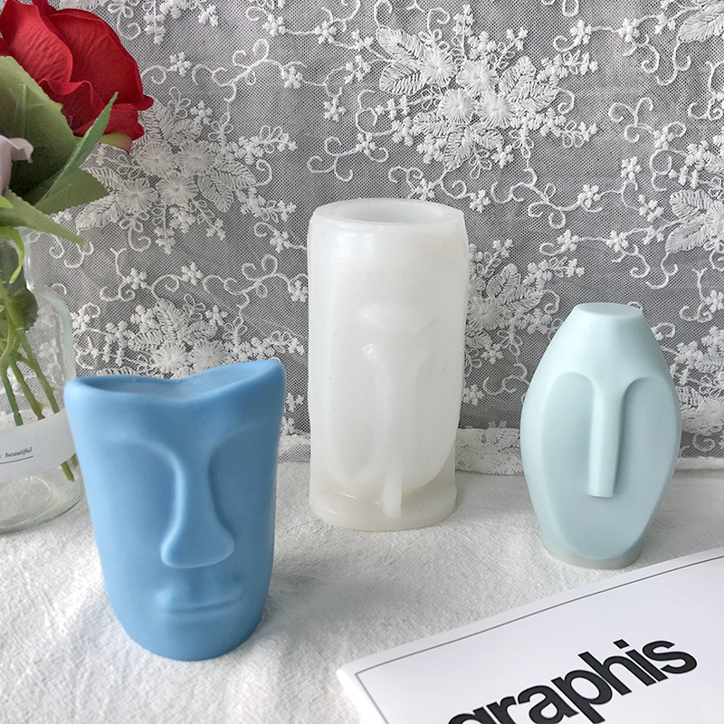 J181 DIY Home Aromatherapy Candle Mould Simple Human Face Design Candle Silicone Mold
