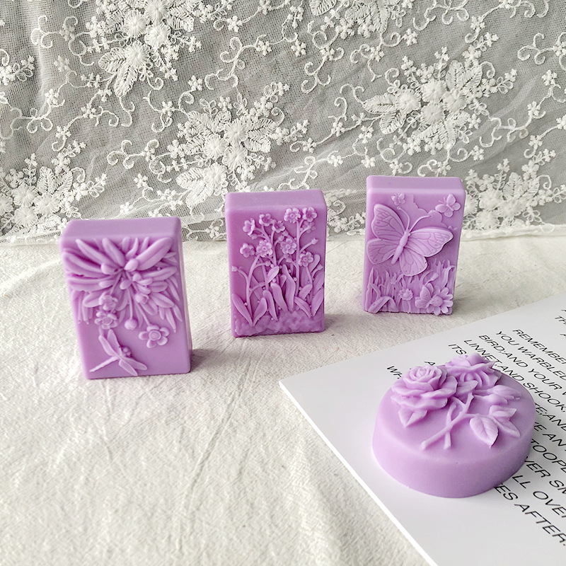 J6-58 DIY 3D Butterfly Square Aromatherapy Candle Flower Hand Rose Oval Soap Silicone Candle Mold