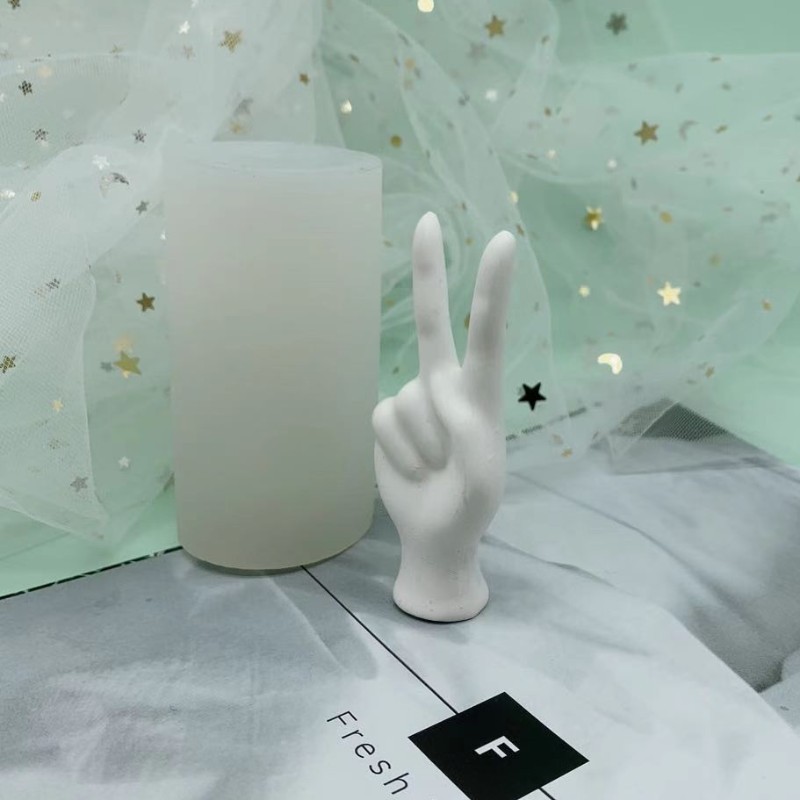 J126 DIY Victory Gesture Plaster Resin Candle Mold V Shape Finger Silicone Mold