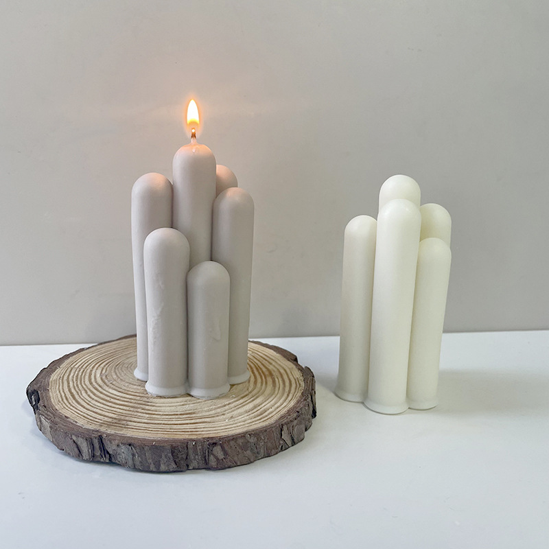 J6-151 Decorative Table Candle Gift Geometric Cylinder Candle Mold Irregular Pillar  Cylindrical Column Silicone Molds