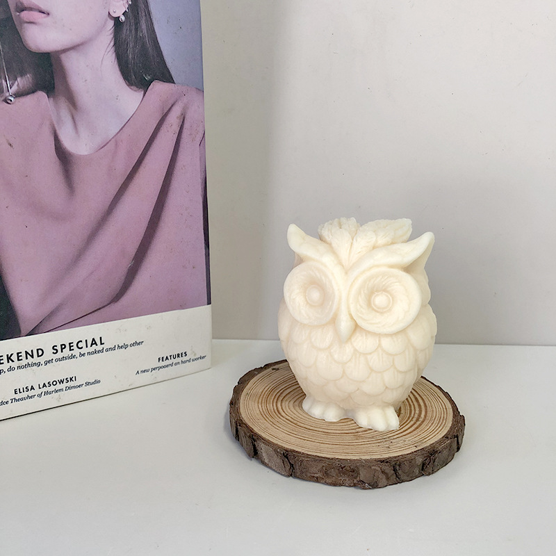 J6-3 Home Party Decoration Supplies 3D Small Animal Shape Mould Handmade Owl Candle Making Resin Silicone Mould