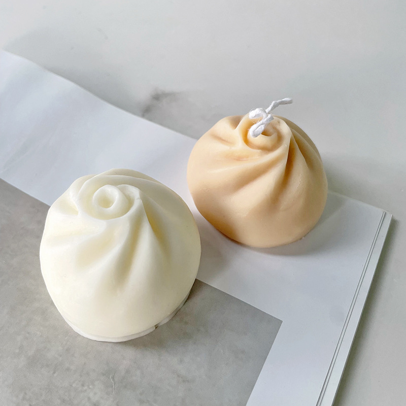 J6-67 Pastry Pie 3D Steamed Stuffed Bun Candle Silicone Mold DIY Chinese Baozi Silicone Candle Mold