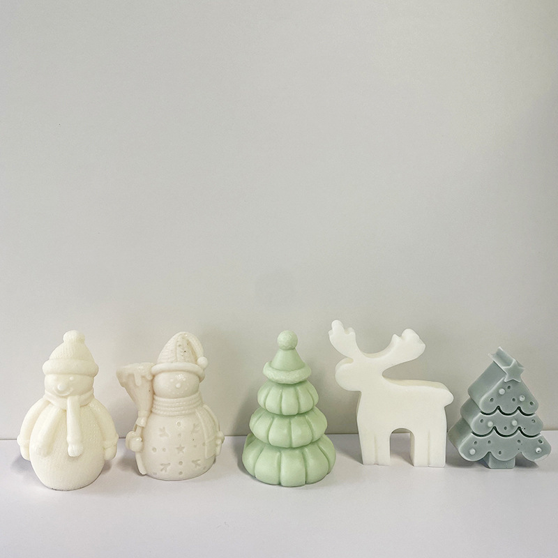 J6-147 Home Christmas Decoration DIY Christmas Tree Silicone Candle Mold 3D snowman  Santa Claus Silicone Soap Candle Mold