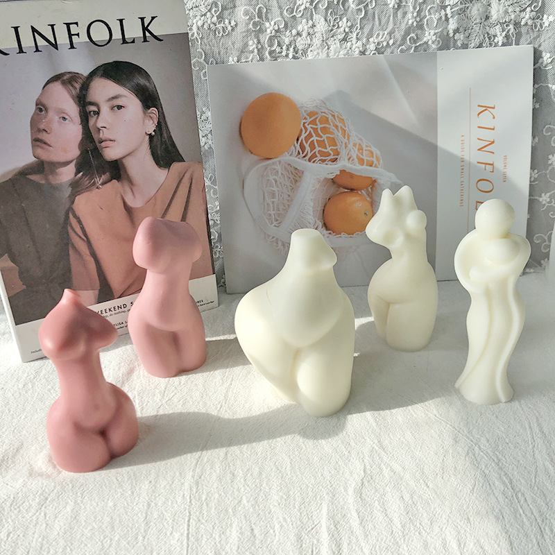 J1145  Home Decoration Craft Portrait Human Body Candle Mold Simple Abstract Human Body Silicone Candle Mold