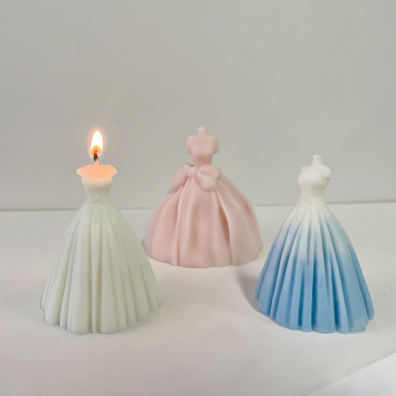 J6-230 Wedding Dress Suit Handmade Soap Mold DIY Scented Candle Plaster Cake Decoration Silicone Mould