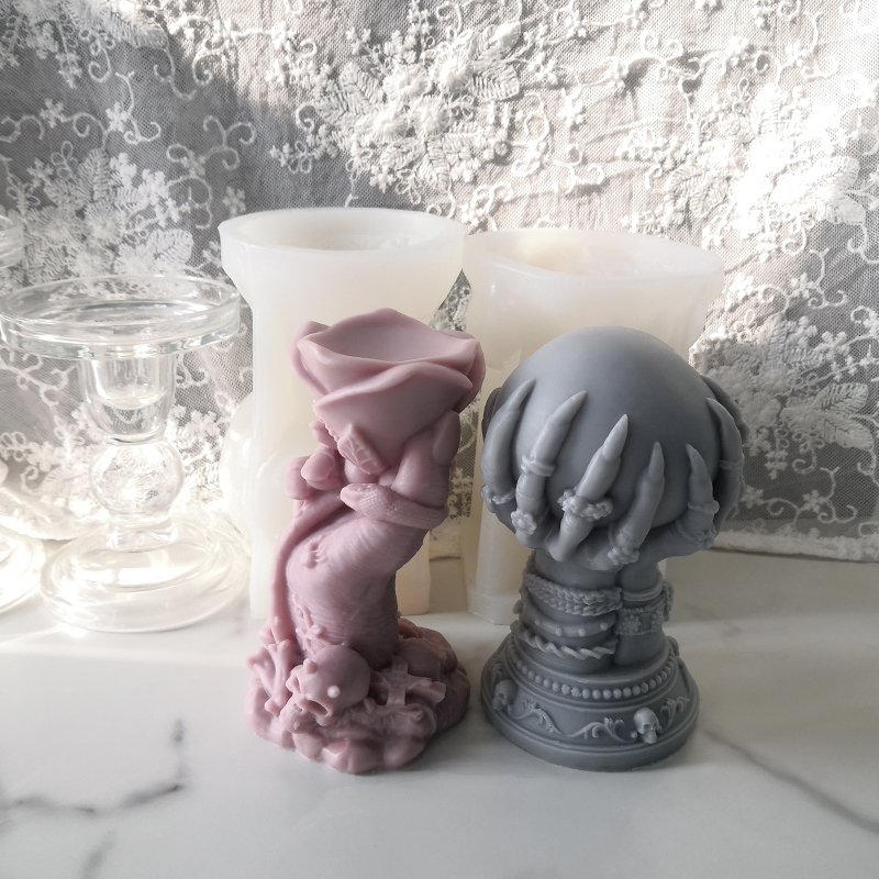 J1132 DIY Home Decor Ghost Claw Magic Hand Unique Candle Mould Spiral Twisted Stylish Rose Hand Silicone Mold