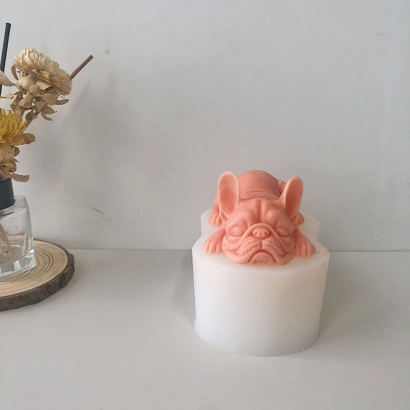 J6-83 Home Decoration DIY 3D Cute Bulldog  Mould Soap Mold Funny Bulldog  Silicone Candle Mold