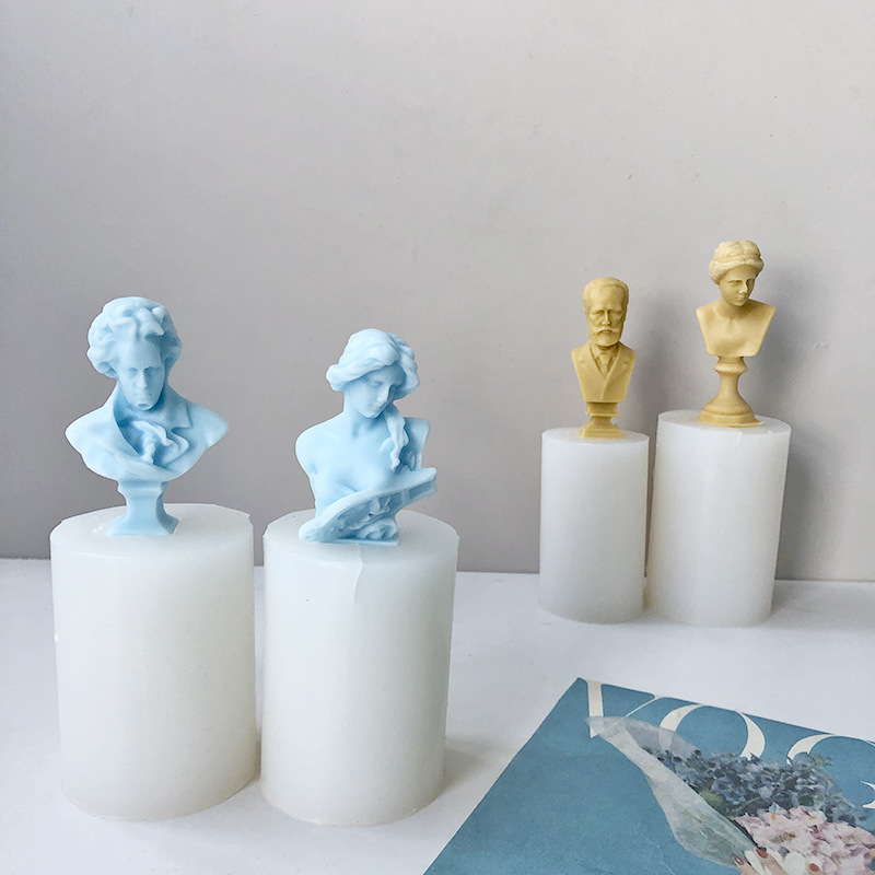J6-35 Home Decoration DIY Plaster Figure Portrait  silicone Candle mold