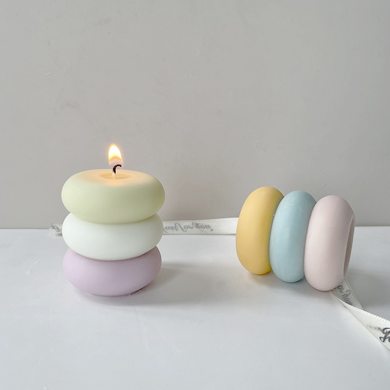 J6-109 Home Decor Creative Three-dimensional Geometry DIY  Cylindrical Silicone Mold  Three-connected disc silicone candle mold