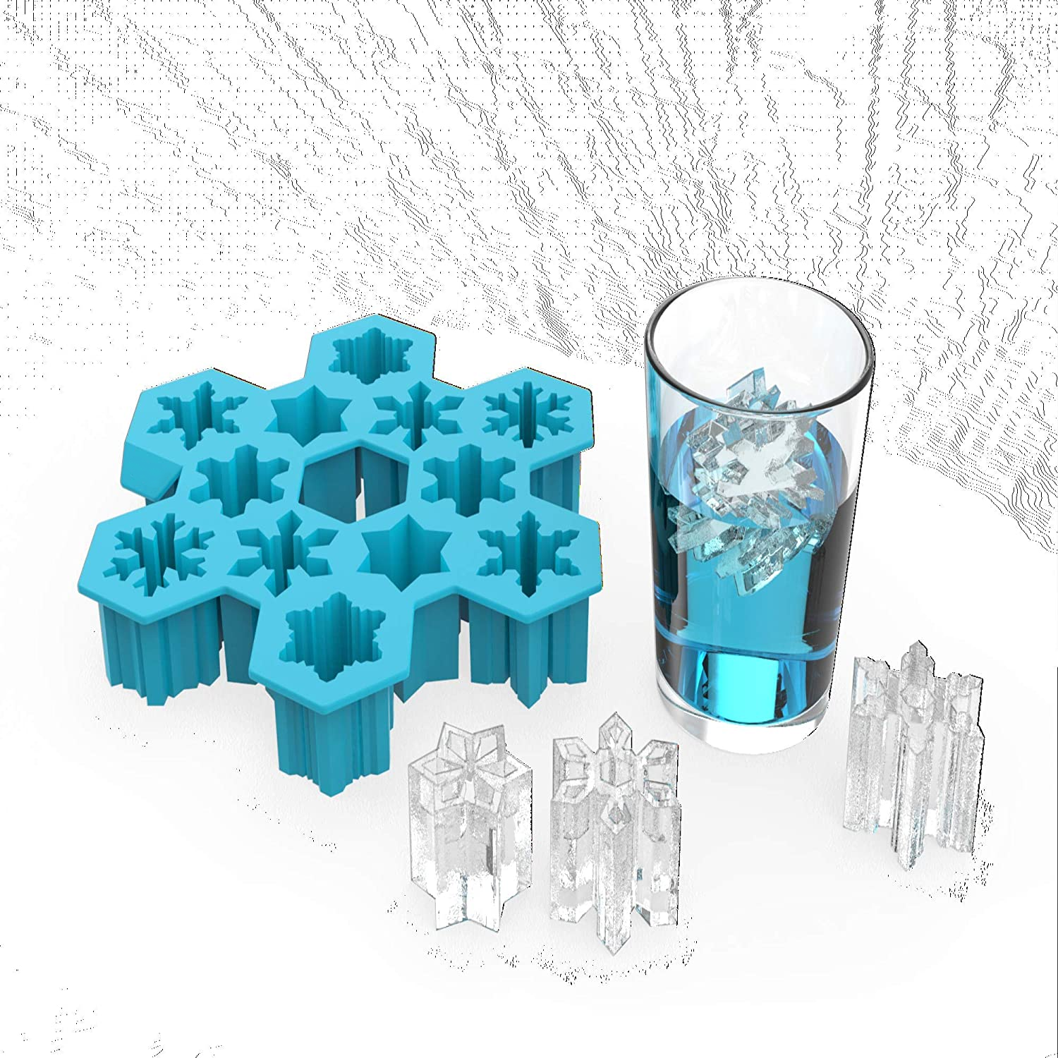 Snowflake Silicone Mold Ice Pan Tray Small Easy Release Ice Cube Block Silicone Mold Trays Freezer Beverages Chocolate Stackable