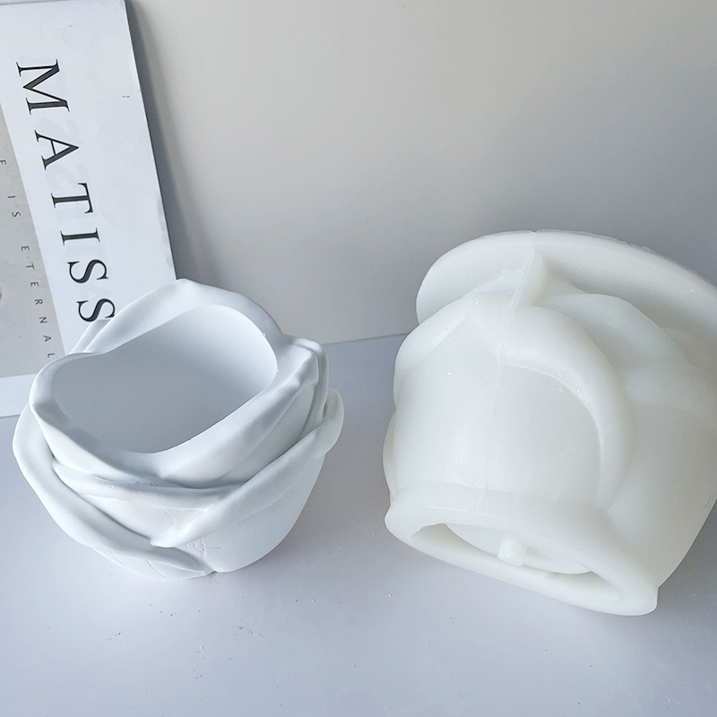 J2122 New Design Creative Plaster Flower Pot Mold Plaster Rose Shape Vase Silicone Mold