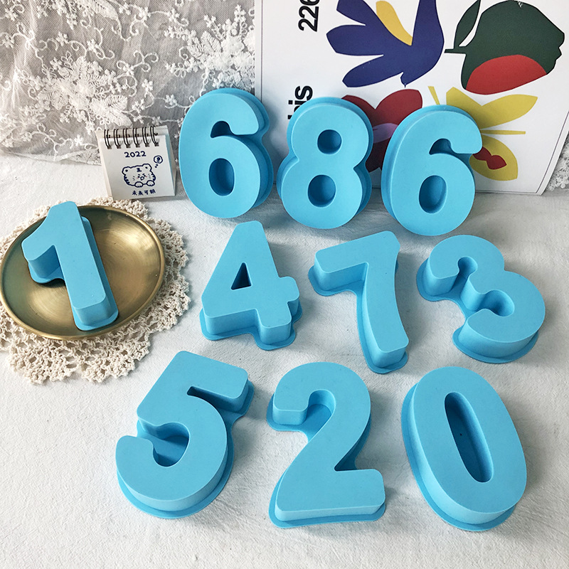 J1159  DIY Shiny Resin 0-9 Single Digital Silicone Candle Mould 3D Handmade Small Size Number Silicone Mold