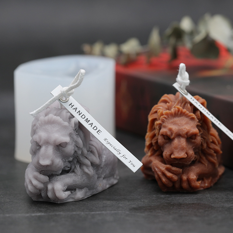 J121 3D DIY Aromatherapy Decoration Resin Crafts Handmade Lion Soap Candle Silicone Mold