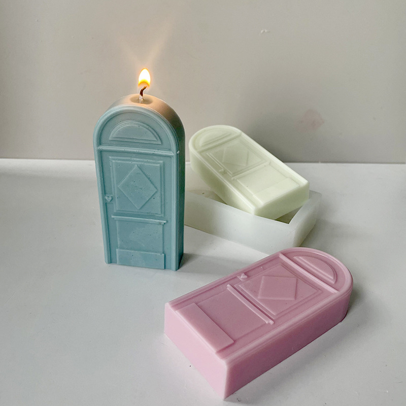 J6-44 Home Decoration Abstract Sculpture Pillar Arch Door Candle Silicone Mould DIY Geometric Arch Happiness Door Candle Mold