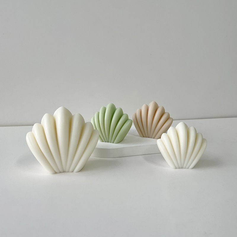 J6-227 Shell Scented Candle Silicone Mold Irregular Fan-Shaped Shell Plaster Decoration Mould