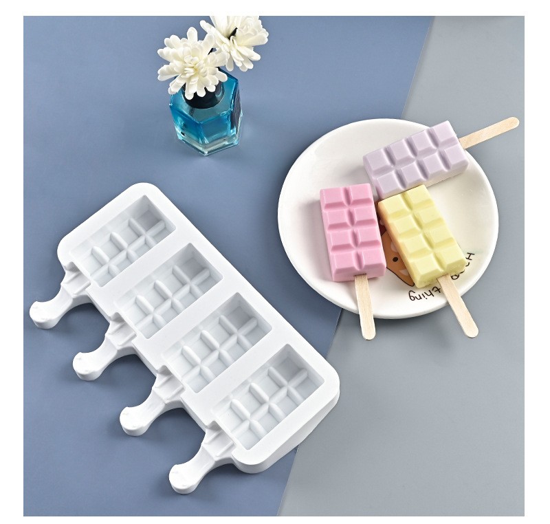 Silicone Ice Cream Lolly Tray Home With Lid DIY Ice Cube Mold Resin Square Shape Ice Cream Maker Kitchen Bar