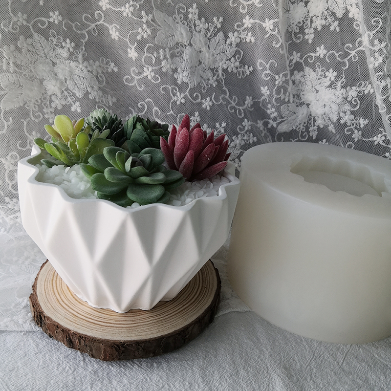 J2112 DIY Ceramic Clay Plant Concrete Potted Molds Fleshy Flower Pot Silicone Mold