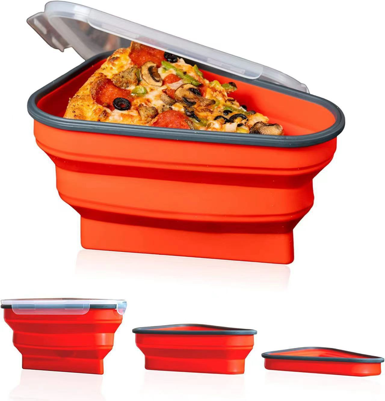 Hot Sell Collapsible Pizza Slice Srorage Box Reusable Folding Silicone Pizza Storage Container