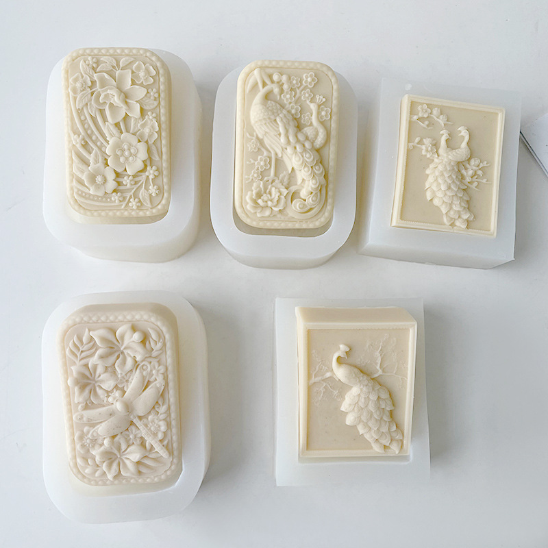 J6-275 Embossed Flower Soap Silicone Mold DIY Hand Soap Diffuser Gypsum Ornaments Silicone Candle Mold