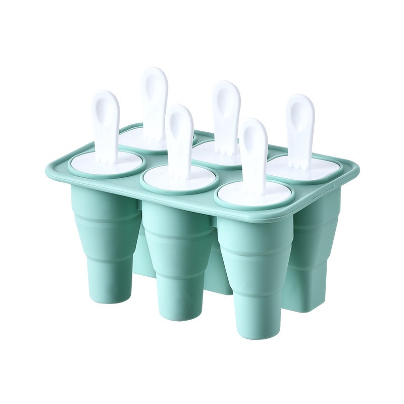 New Summer Bpa free Collapsible 6 Cavity Silicone Frozen Yogurt Ice Milk Popsicle Mold Set Ice Cream For DIY Homemade With Stick