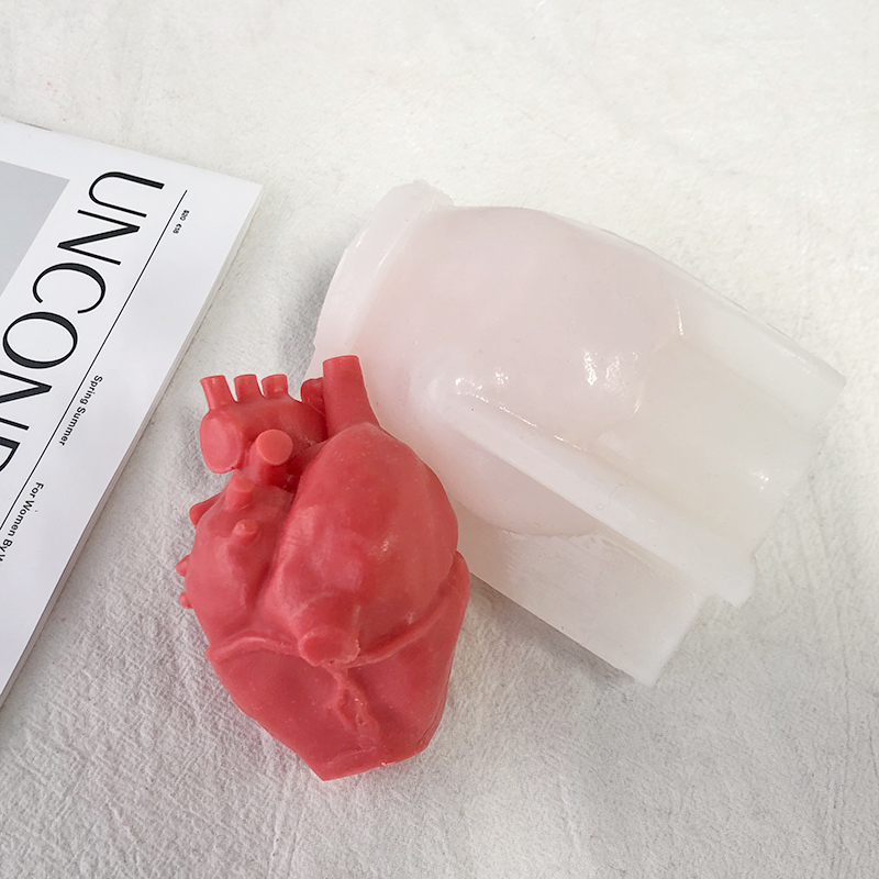 J154 New Design  DIY Halloween Home Decrtion 3D Anatomical  Human Heart Silicone Candle Mold