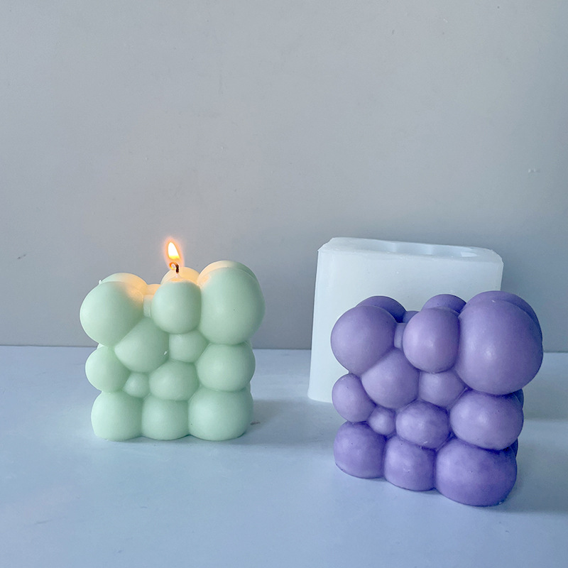 J6-52 Party Decor 3D Irregular Bubble Ball Candle Silicone Mold Irregular Cube Candle Silicone Mold Soap Silicone Mold