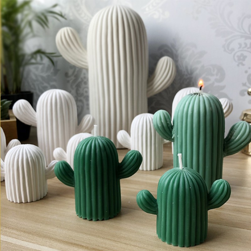 J124 New DIY Desktop Crafts Handmade Plaster Succulent Plant Candle Mold Cactus Candle Silicone Mold
